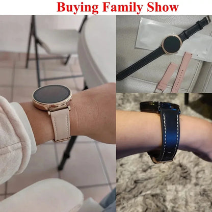 Leather Smart Watch Strap For HUAWEI WATCH GT 4 41mm/Garmin Venu 3S/Venu 2S Wristbands Rose Gold Buckle 18mm Bracelet Wristband