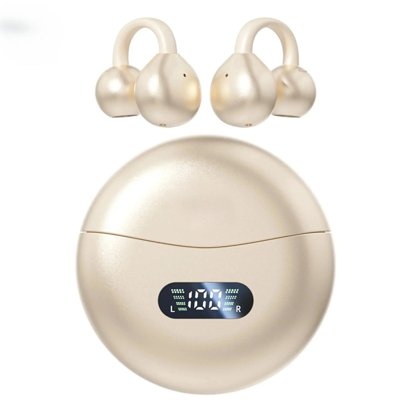 Ear Clip Earbuds Wireless Bone Conduction Bluetooth 5.4 Headphones Comfortable Waterproof Sport Headsets With Digital Display