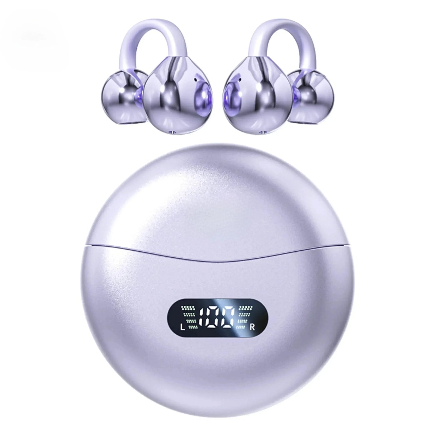 Ear Clip Earbuds Wireless Bone Conduction Bluetooth 5.4 Headphones Comfortable Waterproof Sport Headsets With Digital Display